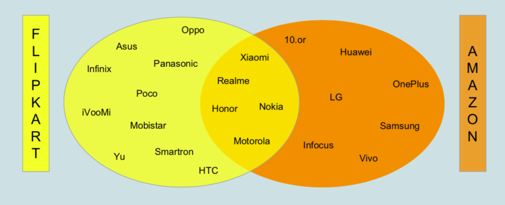 Figure1 - Brand Spread in Exclusive Categories on Flipkart and Amazon in India