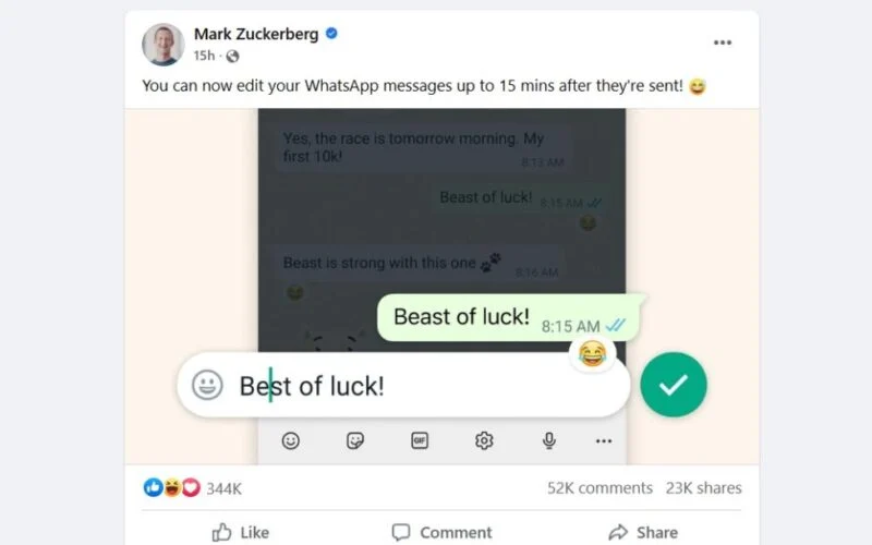 WhatsApp’s New 15-Min Message Editing Feature Could be a Double-Edged Sword of Communication