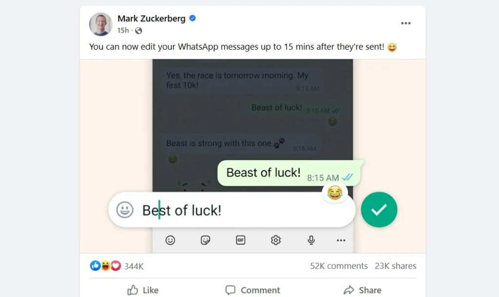 WhatsApp’s New 15-Min Message Editing Feature Could be a Double-Edged Sword of Communication
