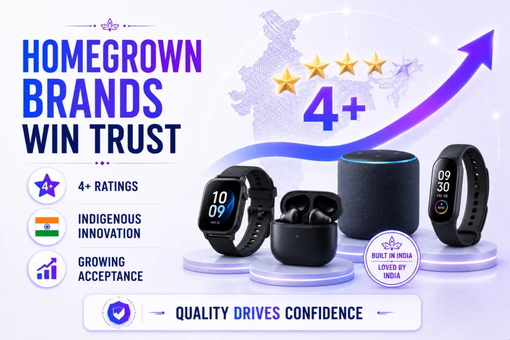 22 out of 36 indigenous smart tech brands earn a rating of 4 or higher across the e-marketplaces they sell indicating their superior quality and acceptance among consumers including the youth