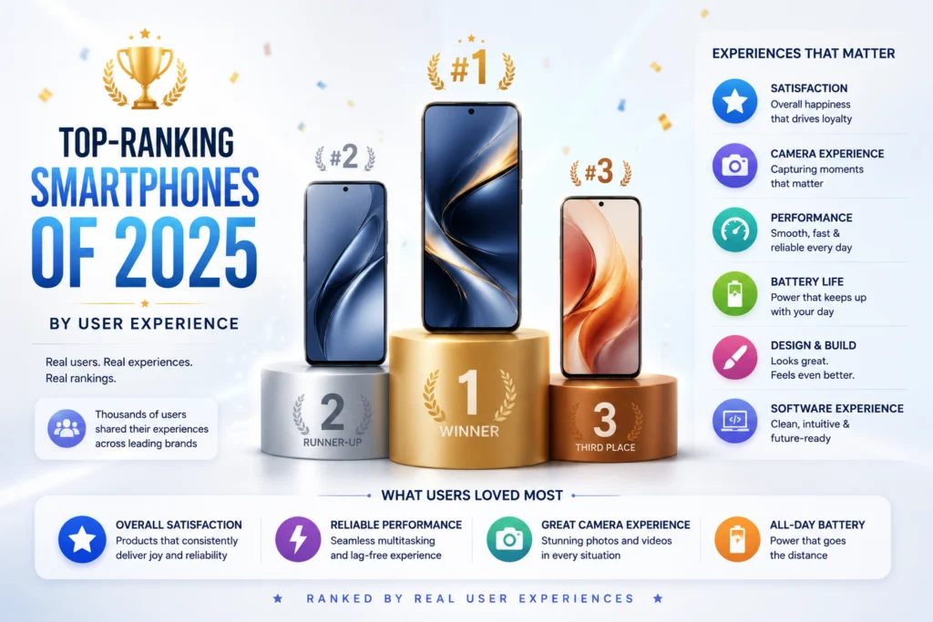 The top-ranking smartphones of 2025 by user experiences for leading OEMs 